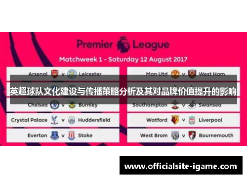 英超球队文化建设与传播策略分析及其对品牌价值提升的影响